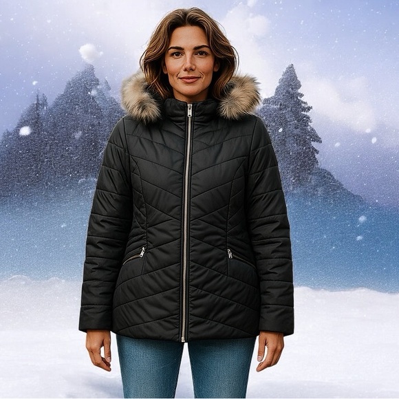 INTL Details Jackets & Blazers - WOMENS INTL DETAILS  BLACK JACKET WITH FAUX FUR LARGE & X-LARGE NEW WITH TAGS